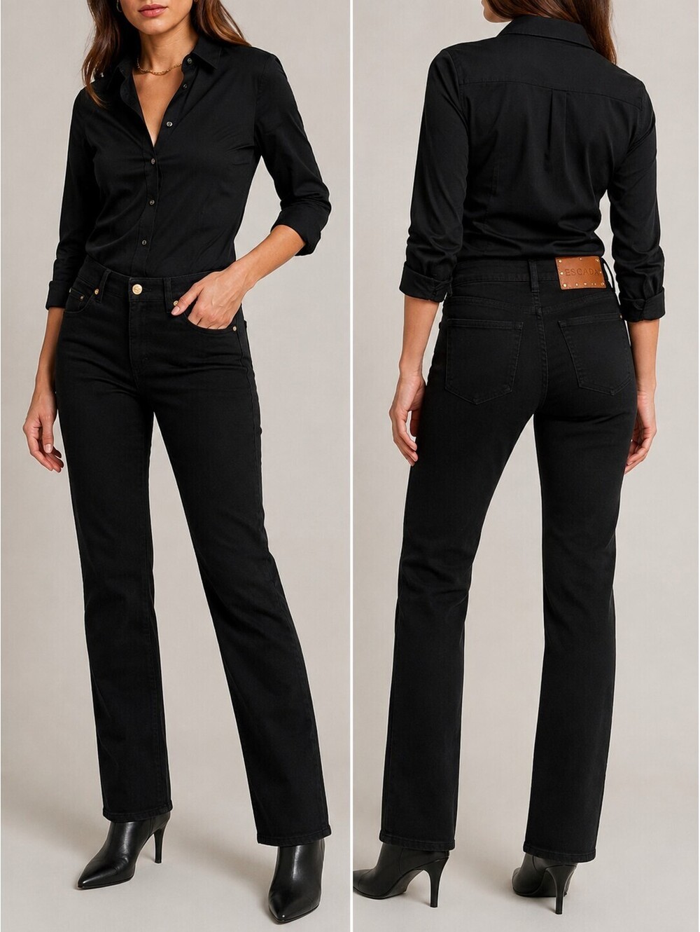 ESCADA Black Stretch Straight Leg Jeans – Made in Romania US(27-28)